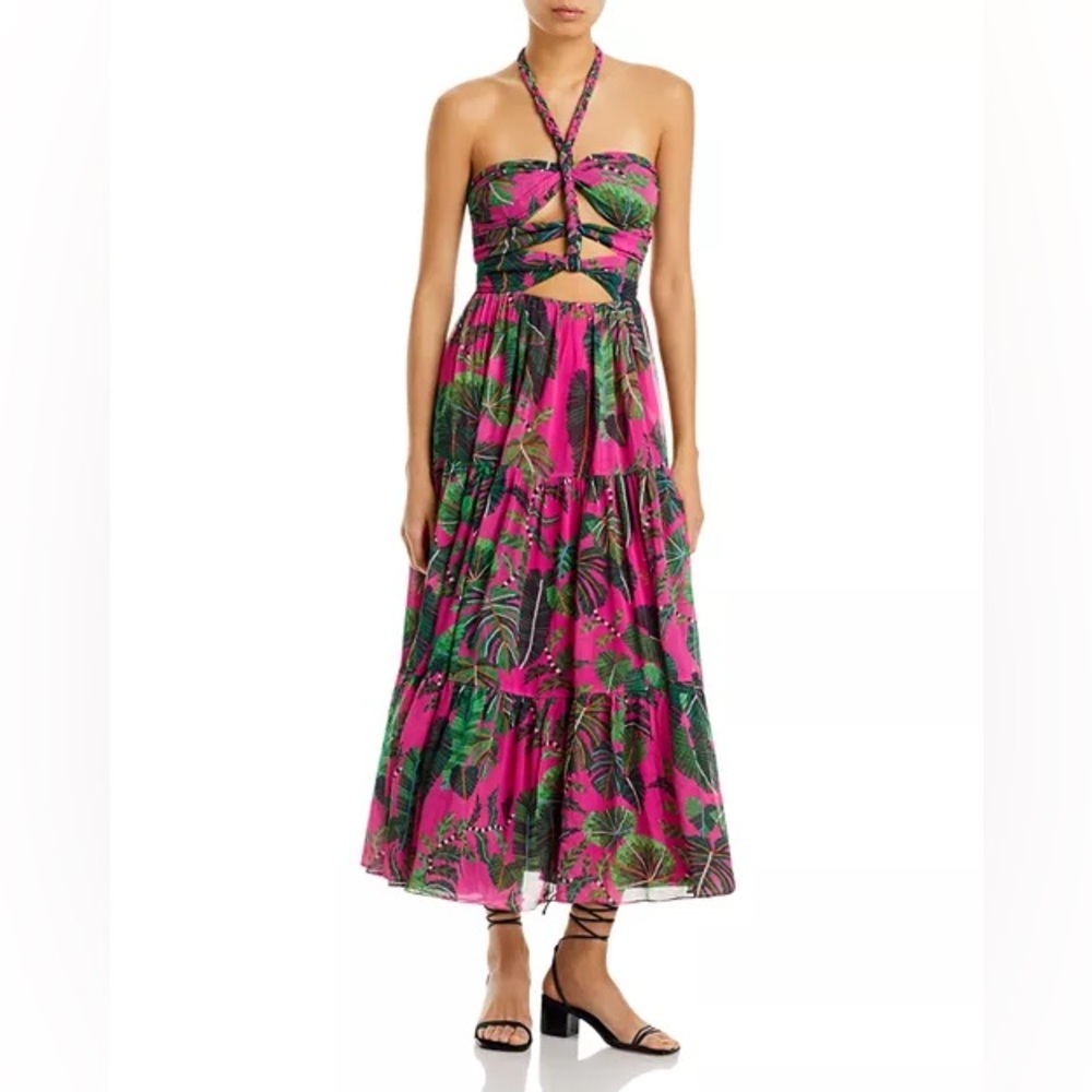 FARM Rio Vibrant Pink and Green Strapless Dress - Picture 8 of 15